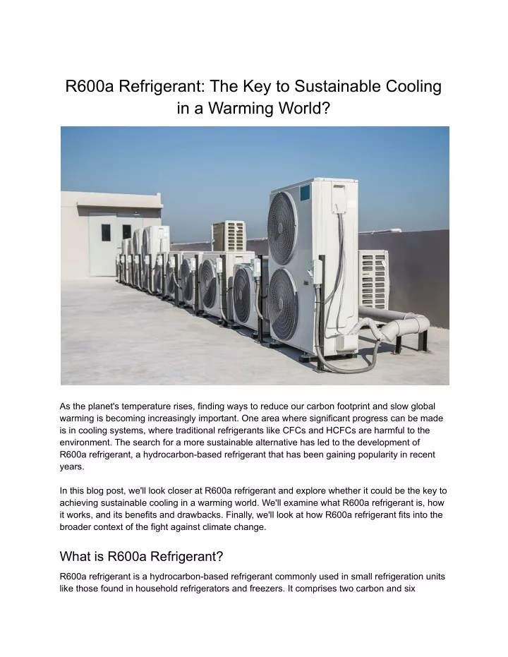 r600a refrigerant the key to sustainable cooling