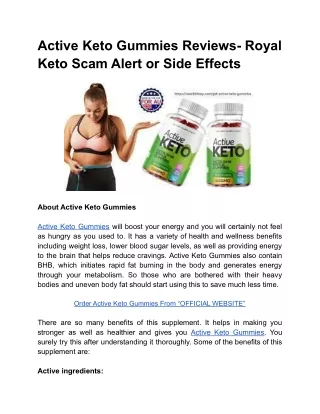 Active Keto Gummies Reviews- Royal Keto Scam Alert or Side Effects