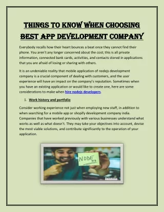 Things to Know When Choosing Best App Development Company