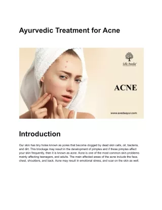 ayurvedic treatment for acne