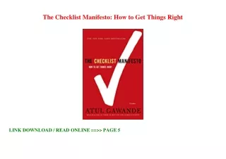 EPUB)DOWNLOAD The Checklist Manifesto How to Get Things Right