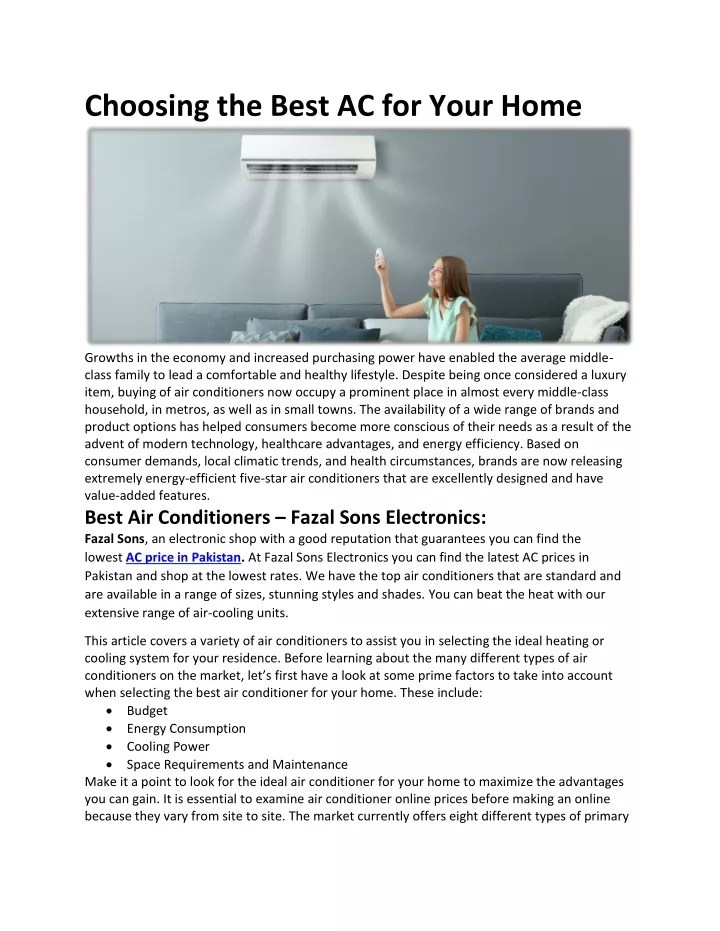 choosing the best ac for your home