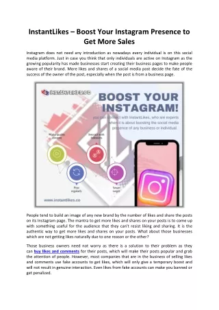 instantlikes boost your instagram presence