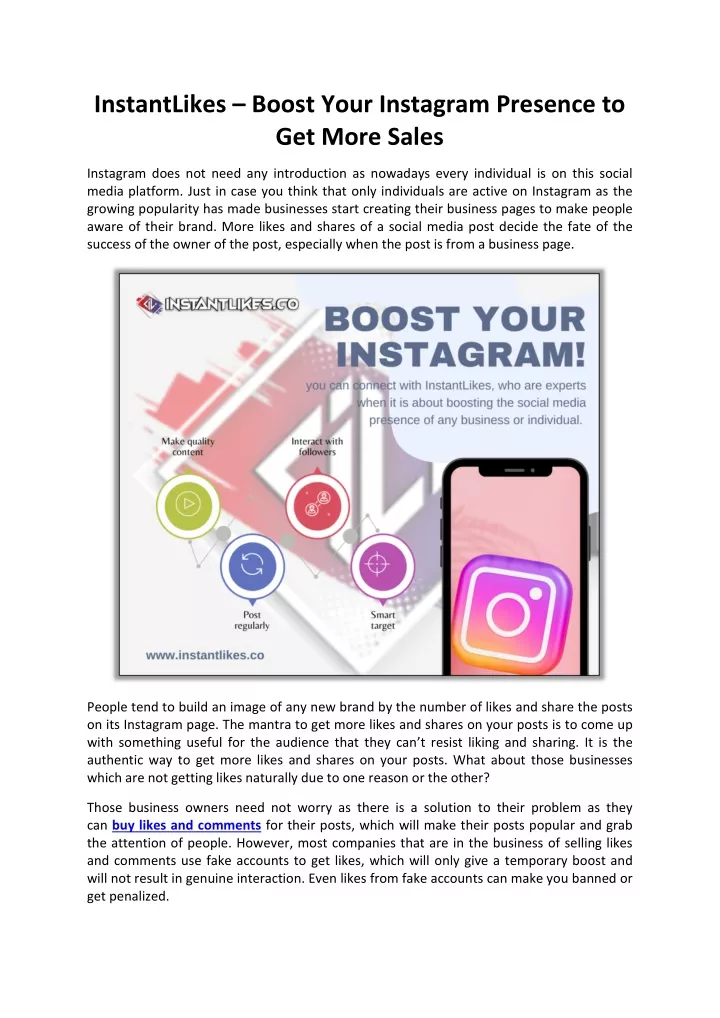 instantlikes boost your instagram presence