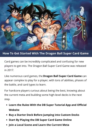 how to get started with the dragon ball super