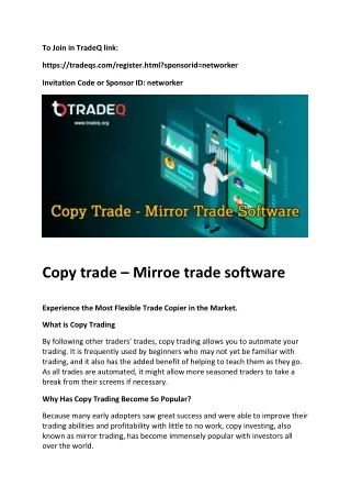 Copy trade – Mirroe trade software