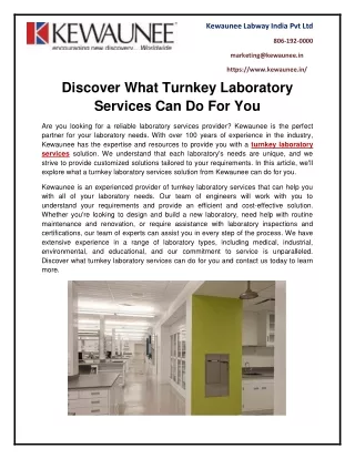 Discover What Turnkey Laboratory Services Can Do For You