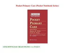 pocket primary care pocket notebook series