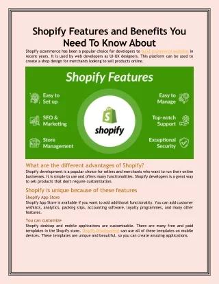 Shopify Features and Benefits You Need To Know About