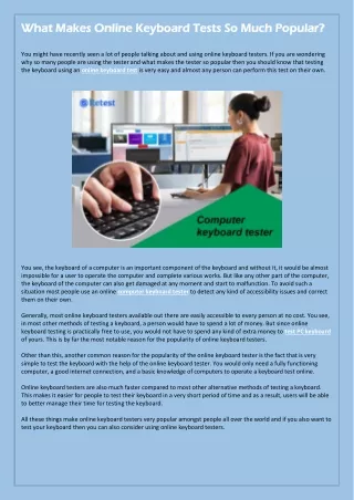 what makes o what makes online keyboard tests