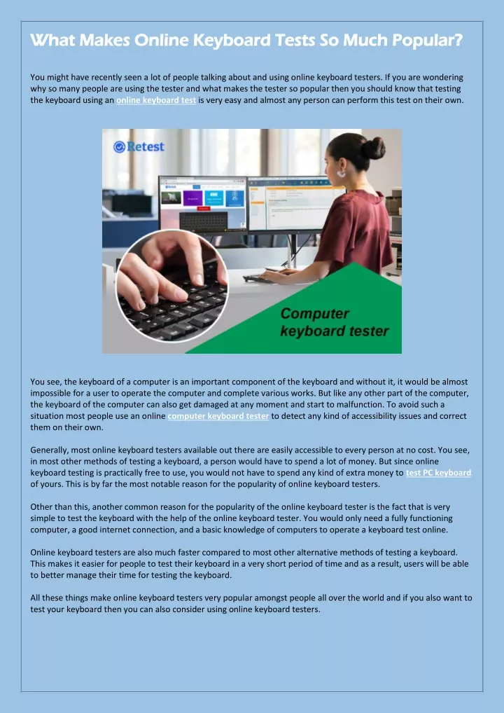 what makes o what makes online keyboard tests