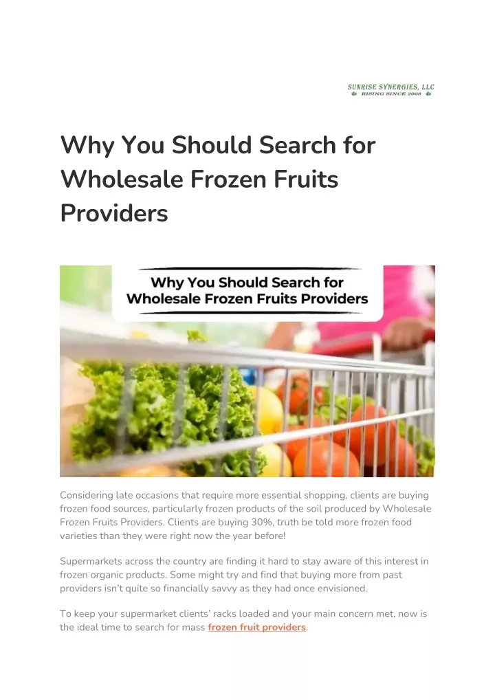 why you should search for wholesale frozen fruits