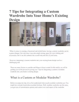 7 Tips for Integrating a Custom Wardrobe Into Your Home’s Existing Design