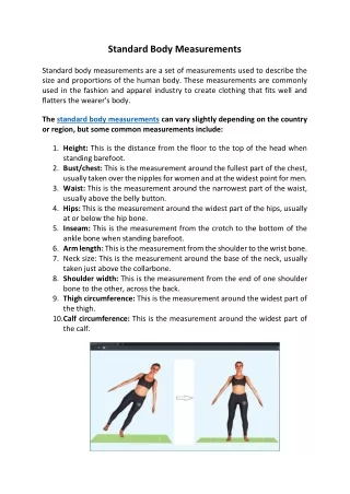 Standard Body Measurements