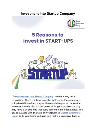 investment into startup company