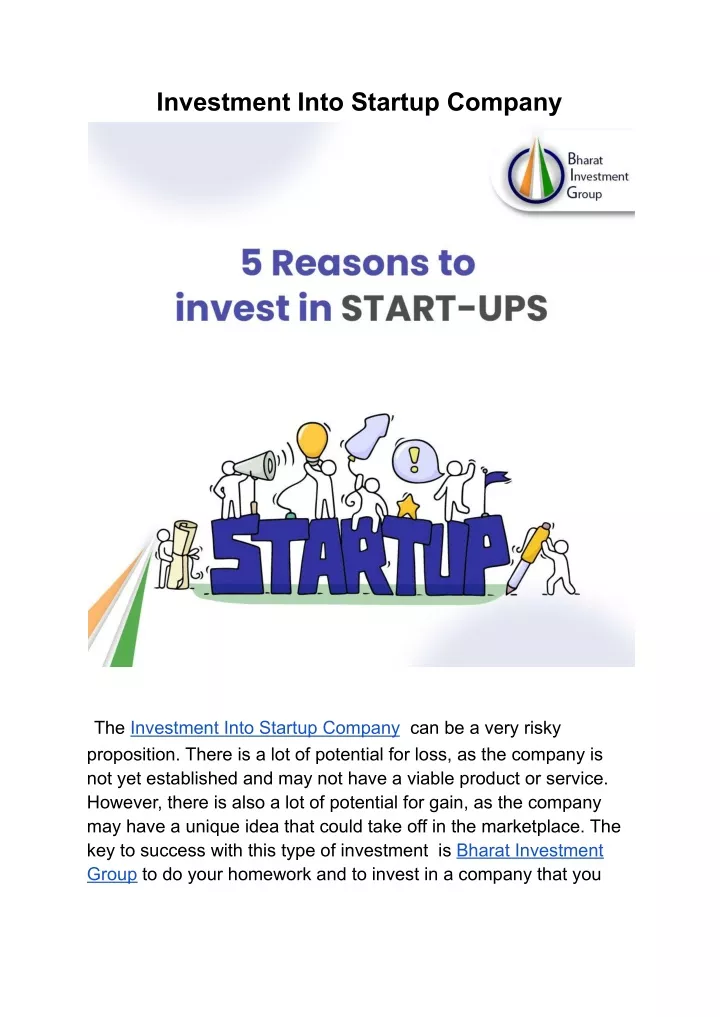 investment into startup company