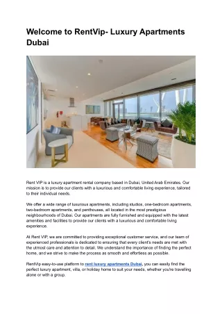 Luxury Apartments Dubai - RentVip
