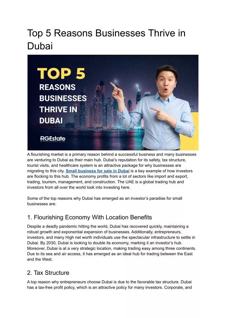 top 5 reasons businesses thrive in dubai