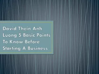 David Thein Anh Luong 5 Basic Points To Know Before Starting A Business