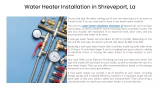 Water Heater Installation in Shreveport, La