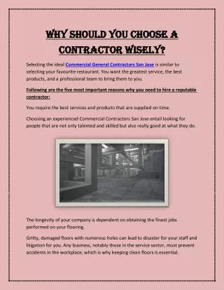 Why Should You Choose A Contractor Wisely