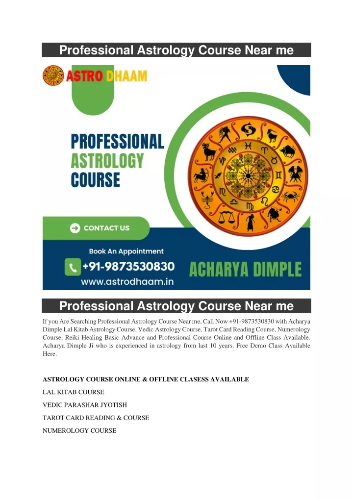 professional astrology course near me