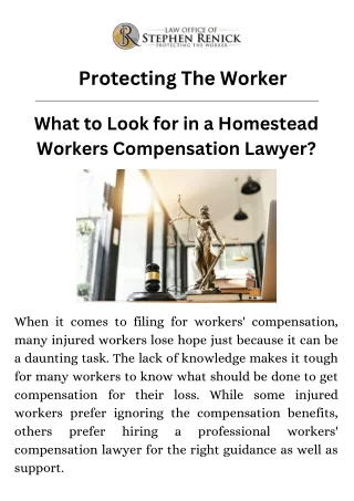 What to Look for in a Homestead Workers Compensation Lawyer