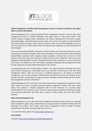inblock management ltd offers block management