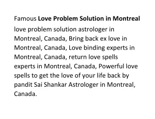 famous love problem solution in montreal