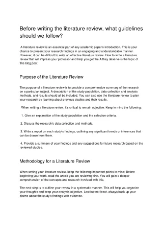 before writing the literature review what