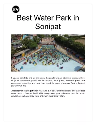 Best Water Park in Sonipat