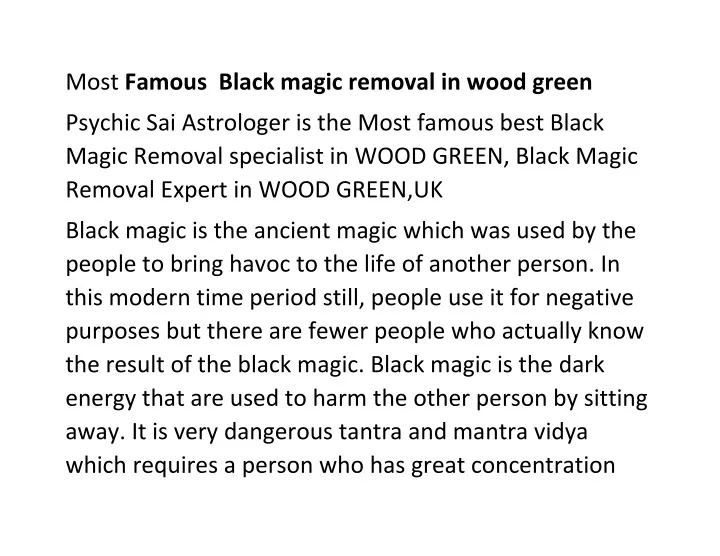 most famous black magic removal in wood green