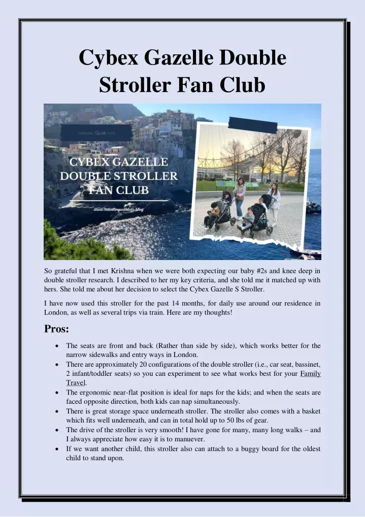 cybex gazelle double stroller fan club