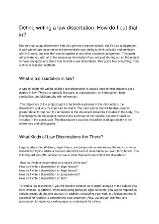 define writing a law dissertation