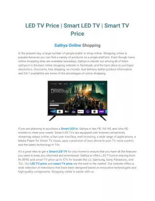 Smart LED TV _ Sathya Online Shopping