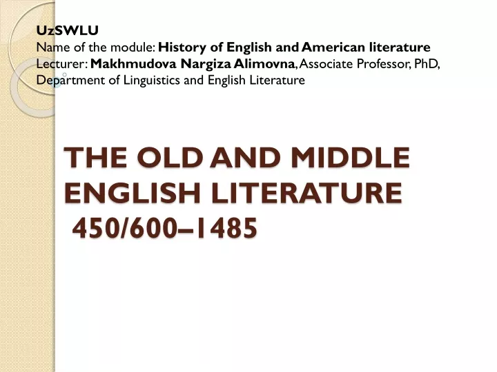 the old and middle english literature 450 600 1485