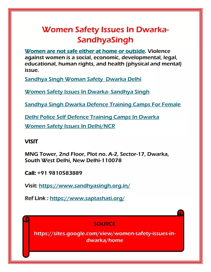 women safety issues in dwarka sandhyasingh