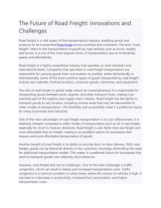 The Future of Road Freight