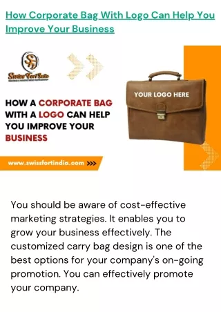 How Corporate Bag with Logo Can Help You Improve Your Business
