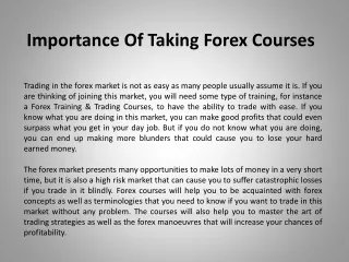Importance Of Taking Forex Courses