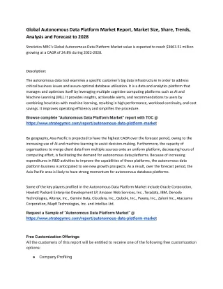 global autonomous data platform market report