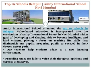 Top 10 Schools Belapur  Amity InternationaSchool Navi Mumbai