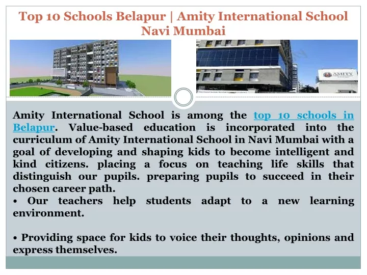 top 10 schools belapur amity international school navi mumbai