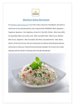 Upto 10% Offer - Order Now at Manihani Indian Broadbeach