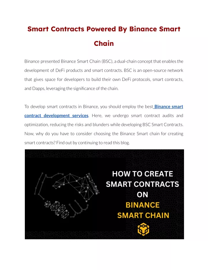 smart contracts powered by binance smart