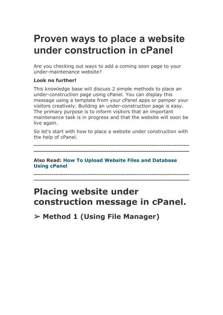 proven ways to place a website under construction