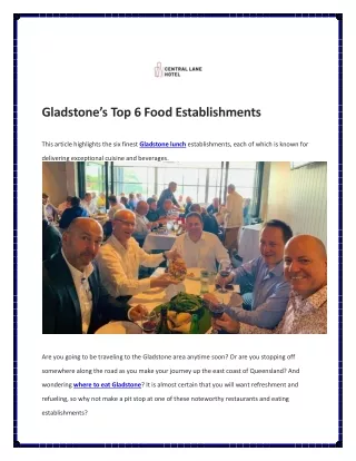 Gladstone’s Top 6 Food Establishments