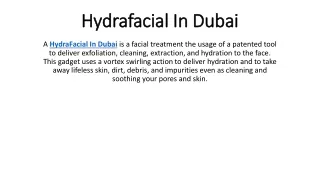 hydrafacial in dubai
