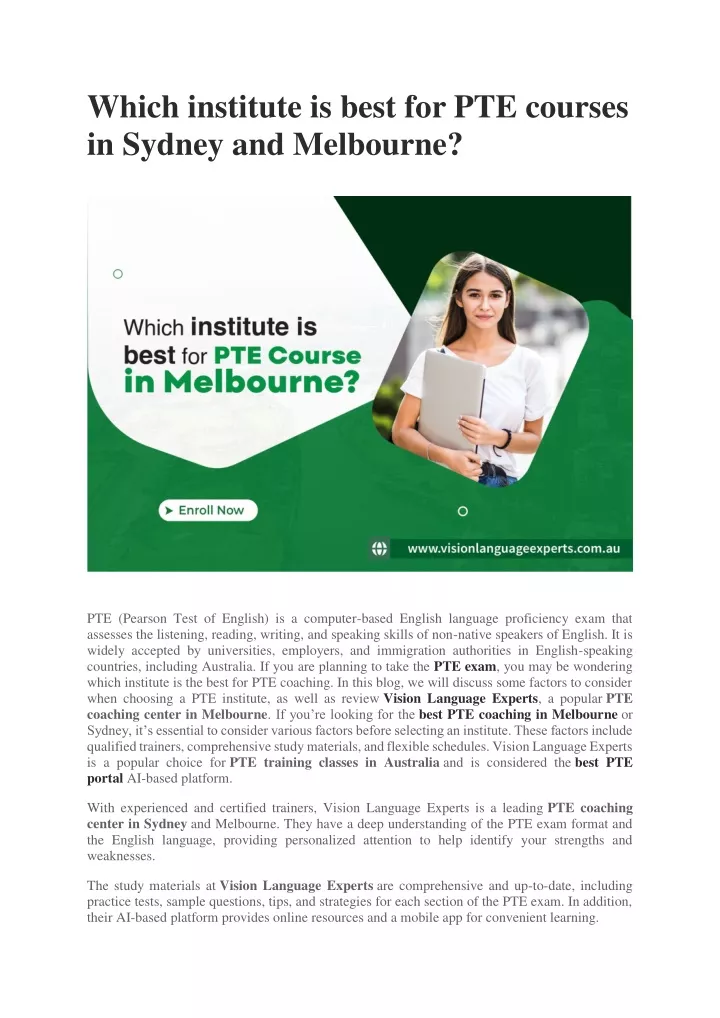 which institute is best for pte courses in sydney