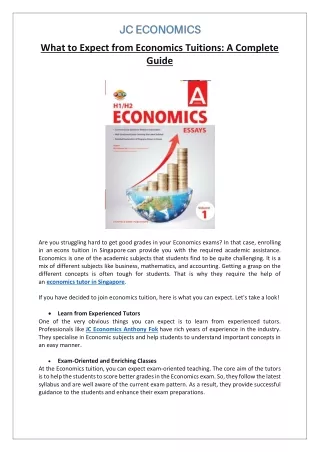 What to Expect from Economics Tuitions: A Complete Guide